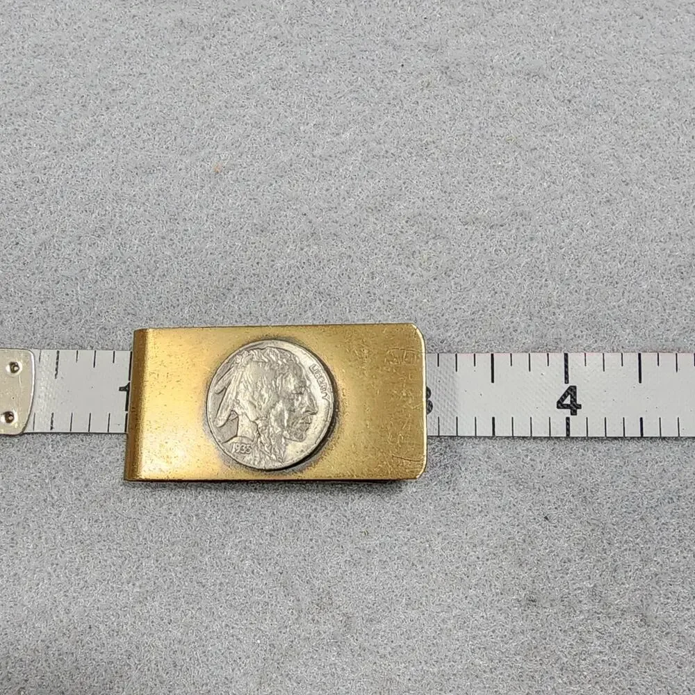 1935 U.S. Liberty Indian Head Coin On Silver Tone Credit Card/Money Clip Vintage